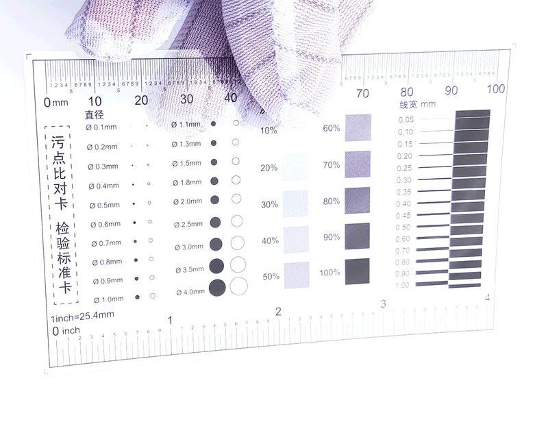 ORBITRANSIT Flaw Test Gauge SEC Size Estimation Chart (Transparency) for Dot and Line Defects Measuring 4 inches (10) - Image 2